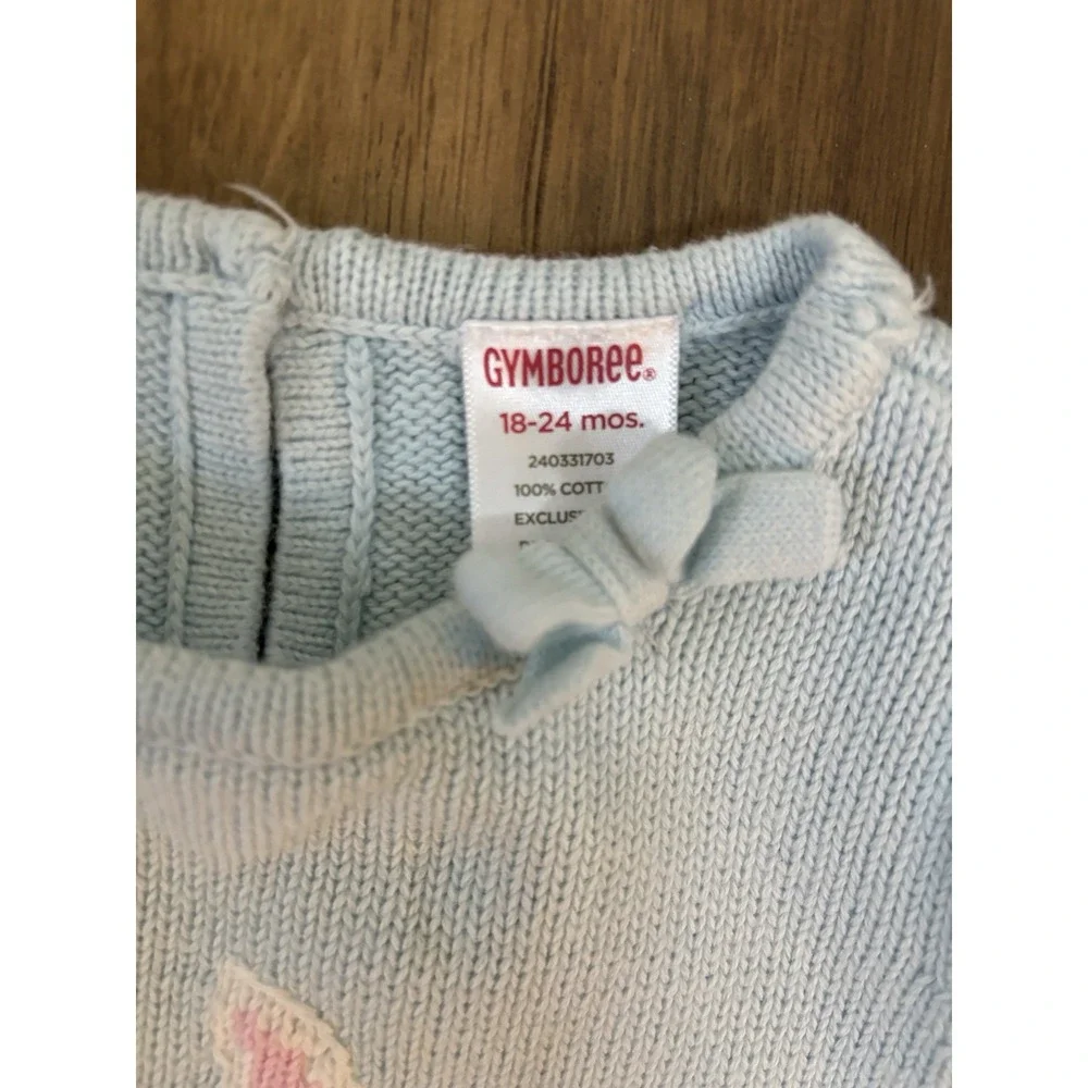 GYMBOREE Light Blue Bunny‎ Rabbit Sweater 18-24 Mo Spring Easter